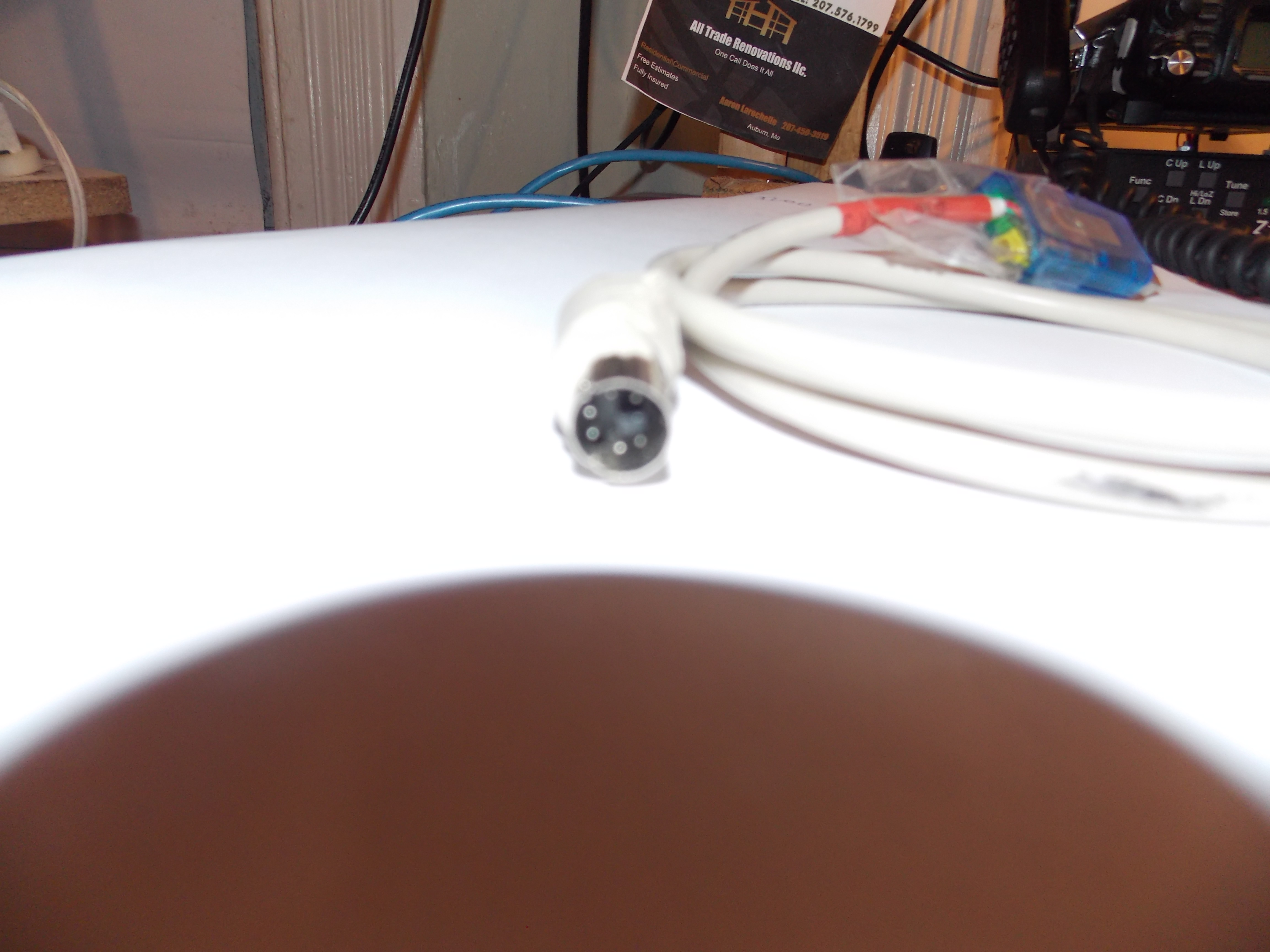 I cut the socket end off a PS/2 keyboard extension an solder three wire directly to the usb sound adapter.