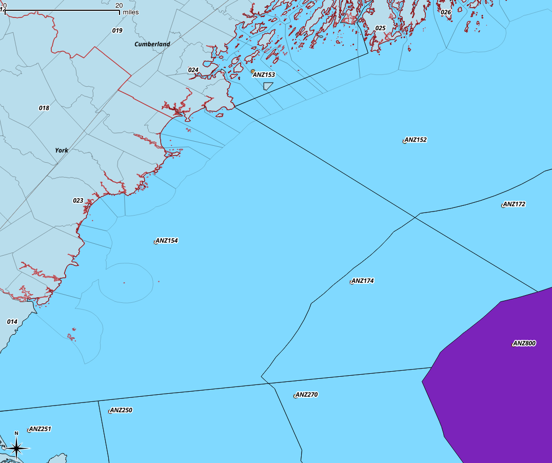 National Weather Service Zones for Casco Bay