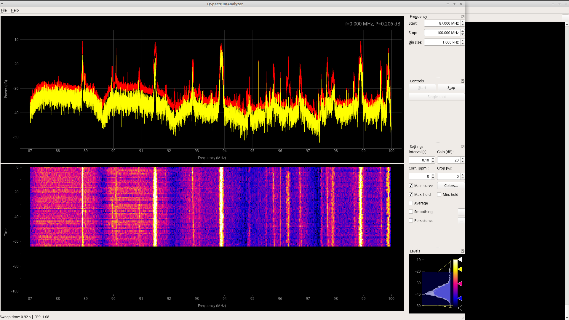RTL-SDR Spectrum Analyzer Program screenshot